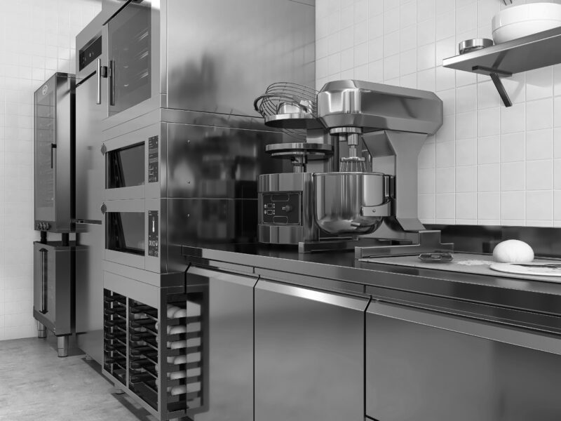 Commercial,,Professional,Bakery,Kitchen,,Stainless,Steel,Cabinet,With,Kneading,Machine,