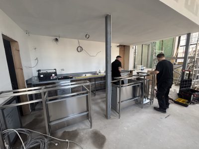 setting up commercial kitchen space