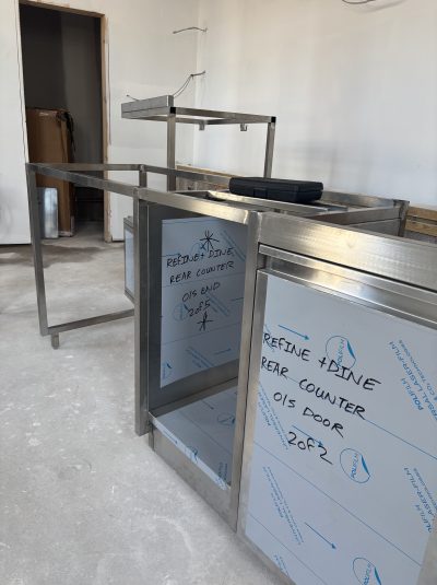 stainless steel counter set up